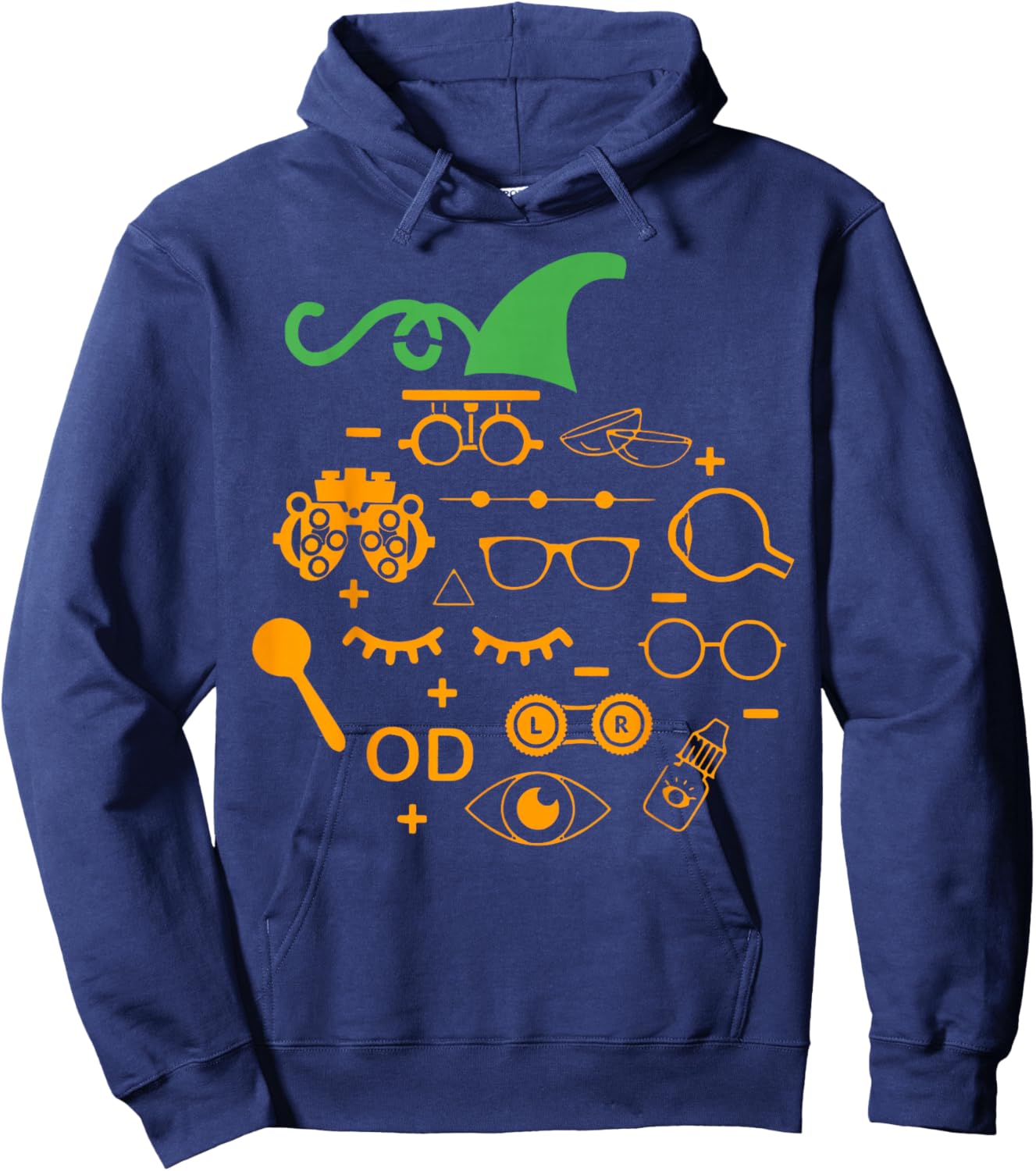 Optometry Symbols Pumpkin Shape Autumn Halloween Optometrist Hoodie - Hoodie | Navy