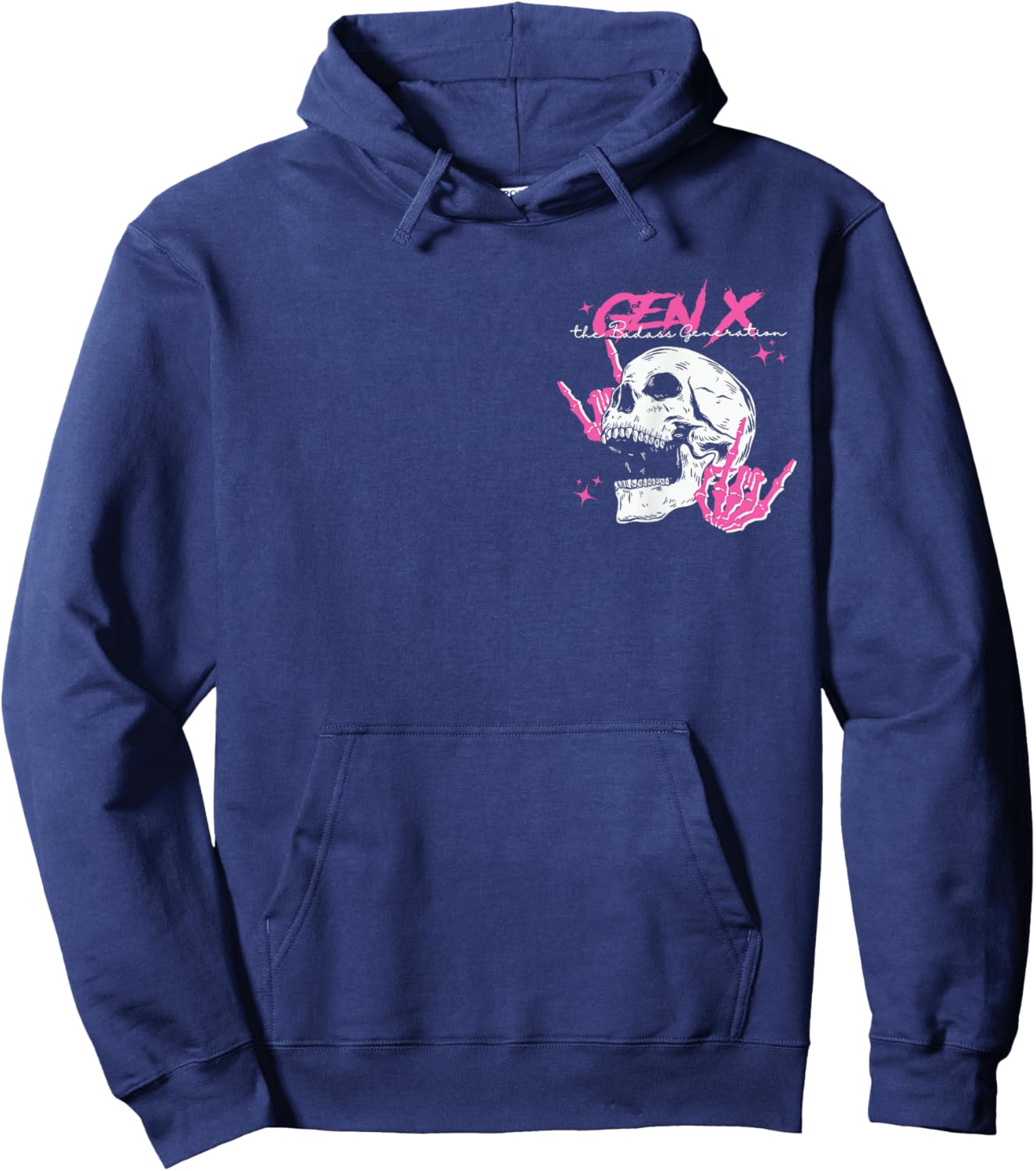 Retro Gen X The Badass-Generation Skeleton Xennial 2 Sided Hoodie - Hoodie | Navy