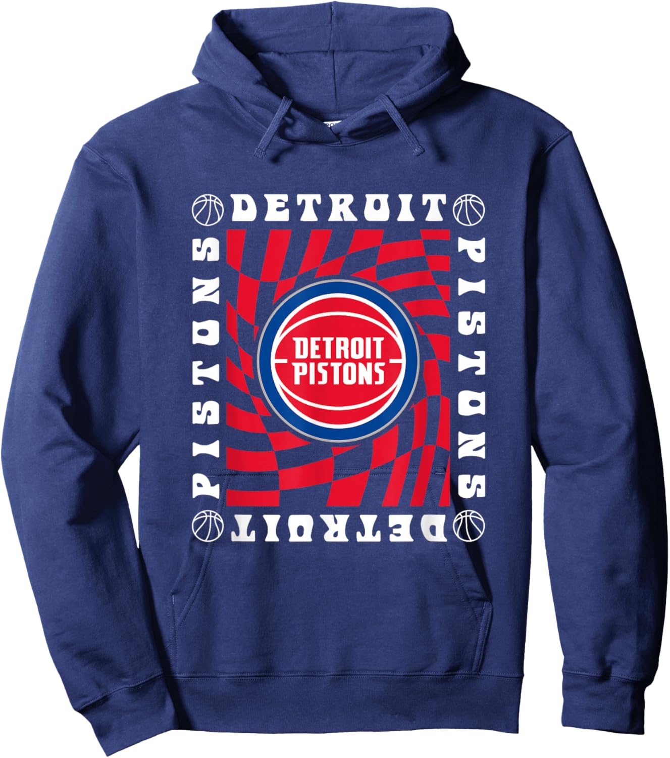 NBA Detroit Pistons Retro Checkerboard Wave Hoodie - Hoodie | Navy