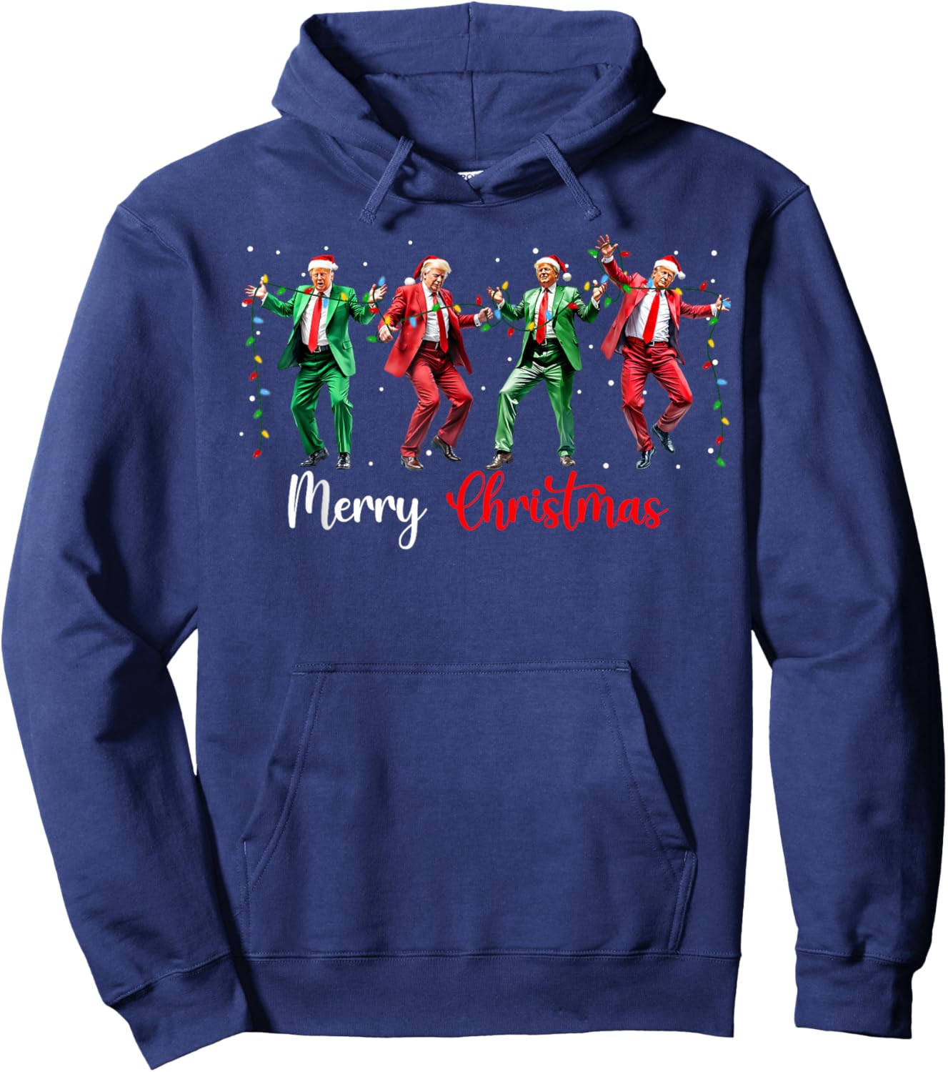 Funny Trump Dance Santa Claus Merry Christmas Pajamas YMCA Hoodie - Hoodie | Navy