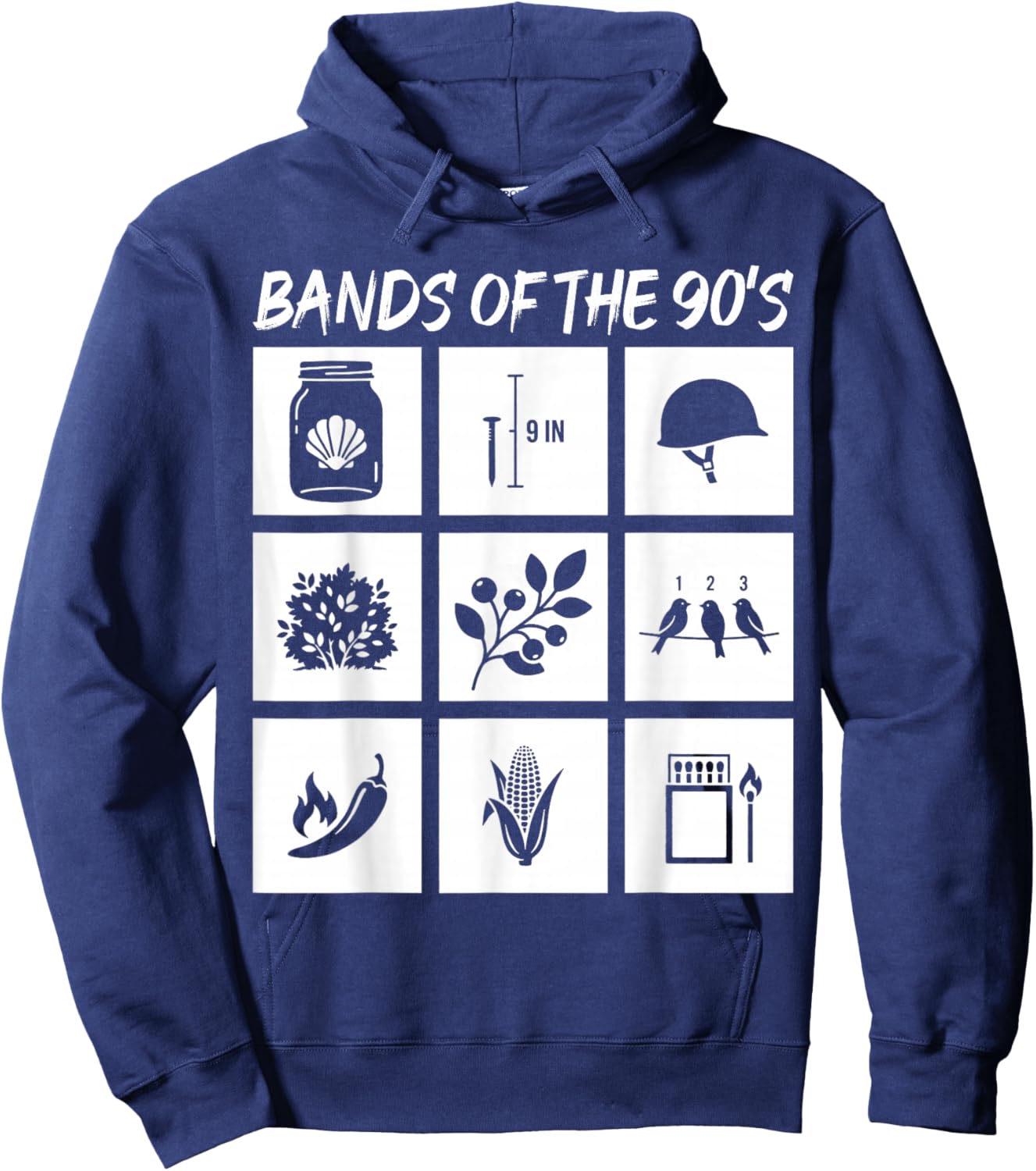 Bands of The 90s Rock Music Lover Heavy Metal Rock N Roll Hoodie - Hoodie | Navy