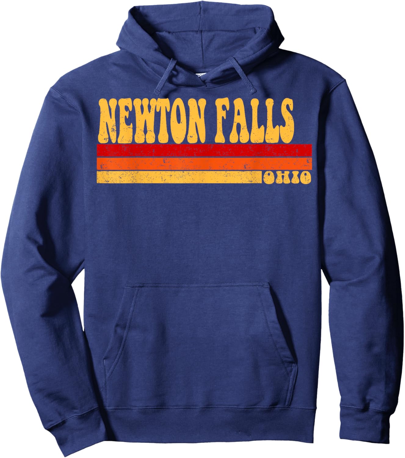 NEWTON FALLS Ohio City Vintage Roots Retro Design 70s 80s Hoodie - Hoodie | Navy