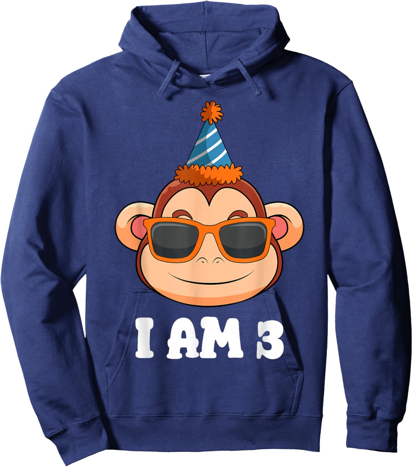 Monkey 3rd Birthday Party Hat Animal Jungle Theme Zookeeper Hoodie - Hoodie | Navy