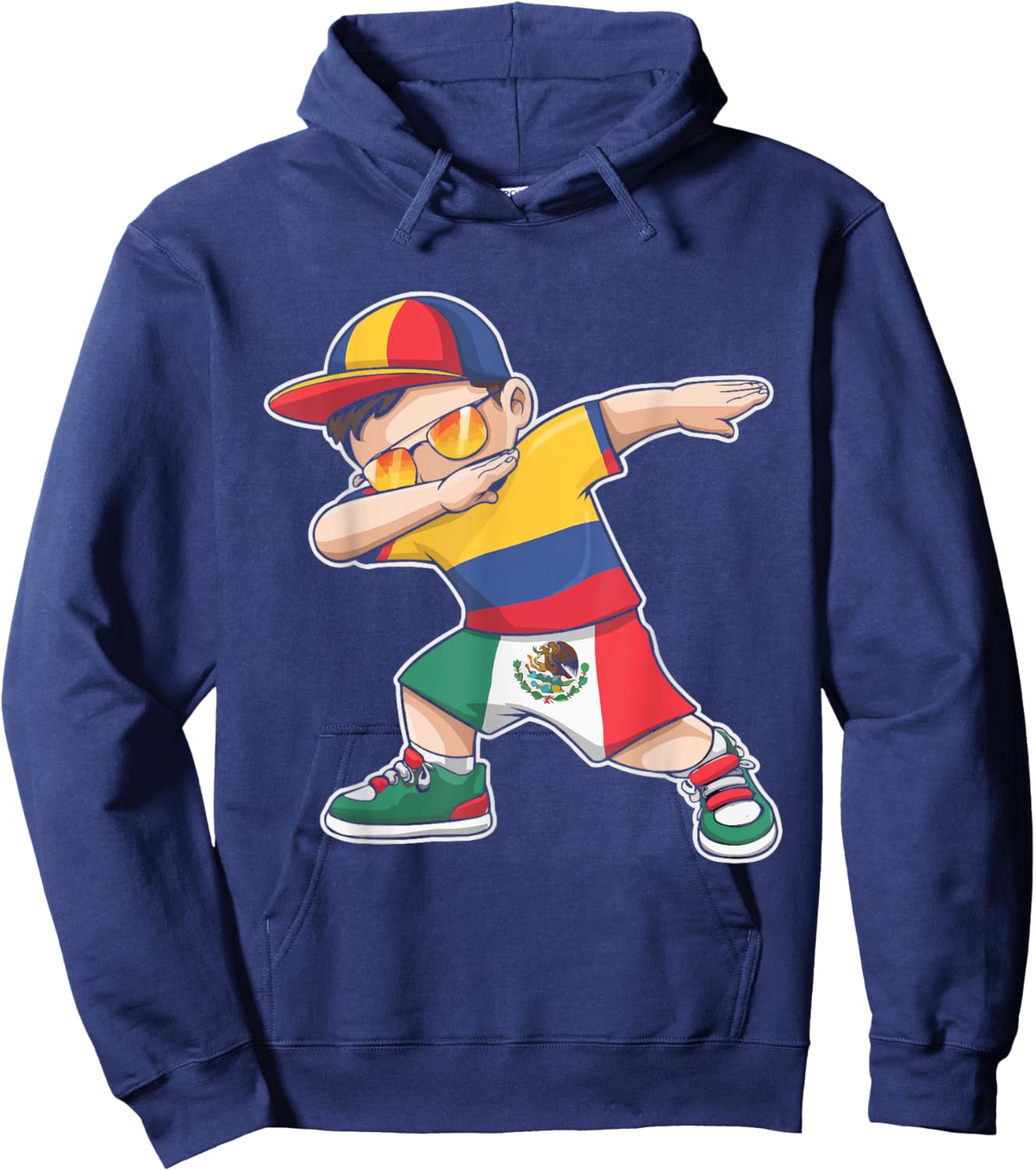Half Columbian Half Mexican Mexico Flag Columbia Hoodie - Hoodie | Navy