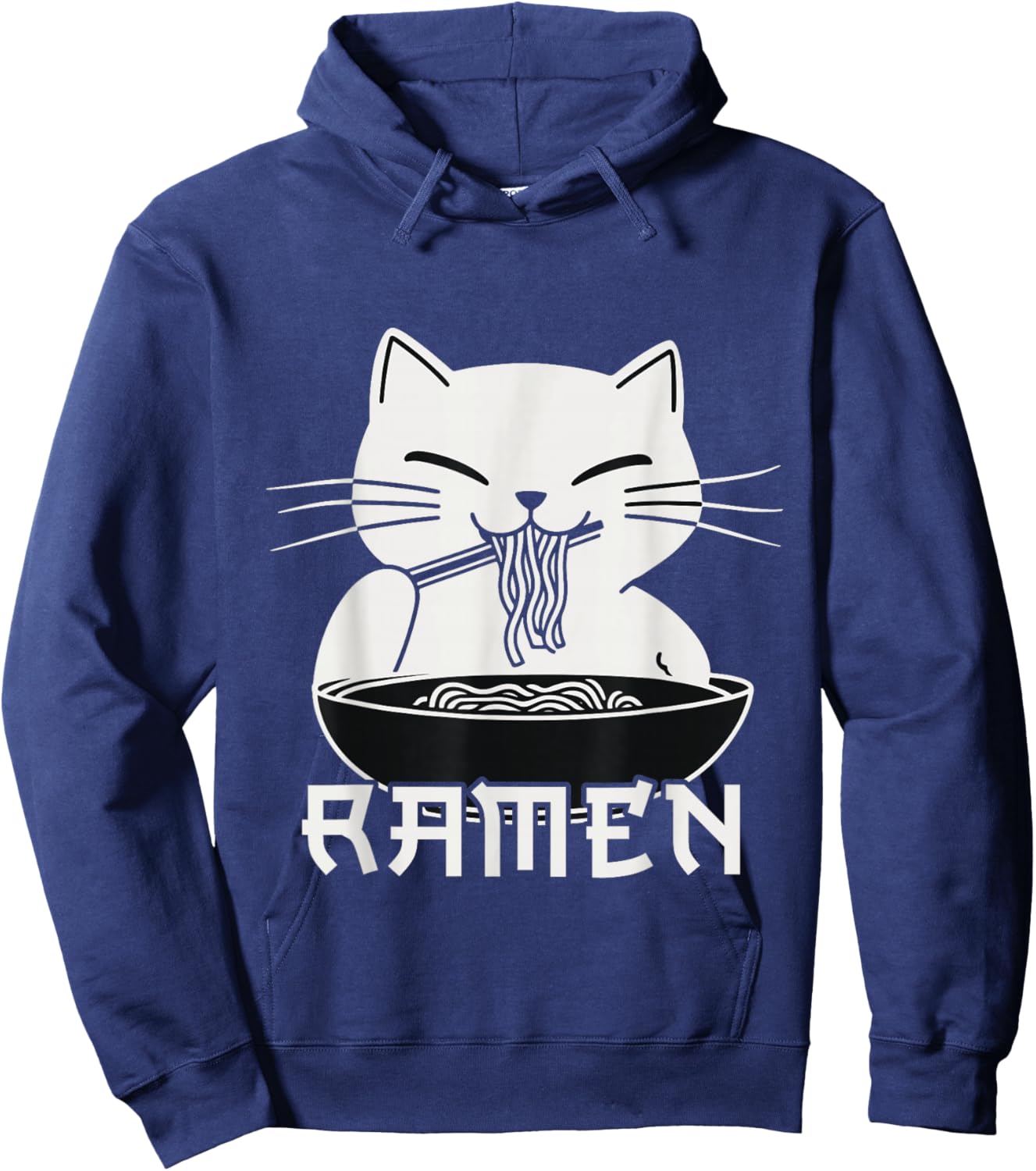 Kawaii Noodles Soup Anime Japanese Ramen Cat Teens Girls Hoodie - Hoodie | Navy