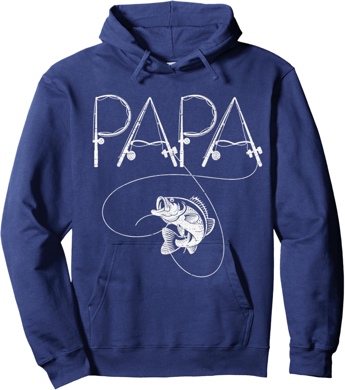Fishing Papa Rod Fisherman Fish Lover Dad Father's Day Hoodie - Hoodie | Navy