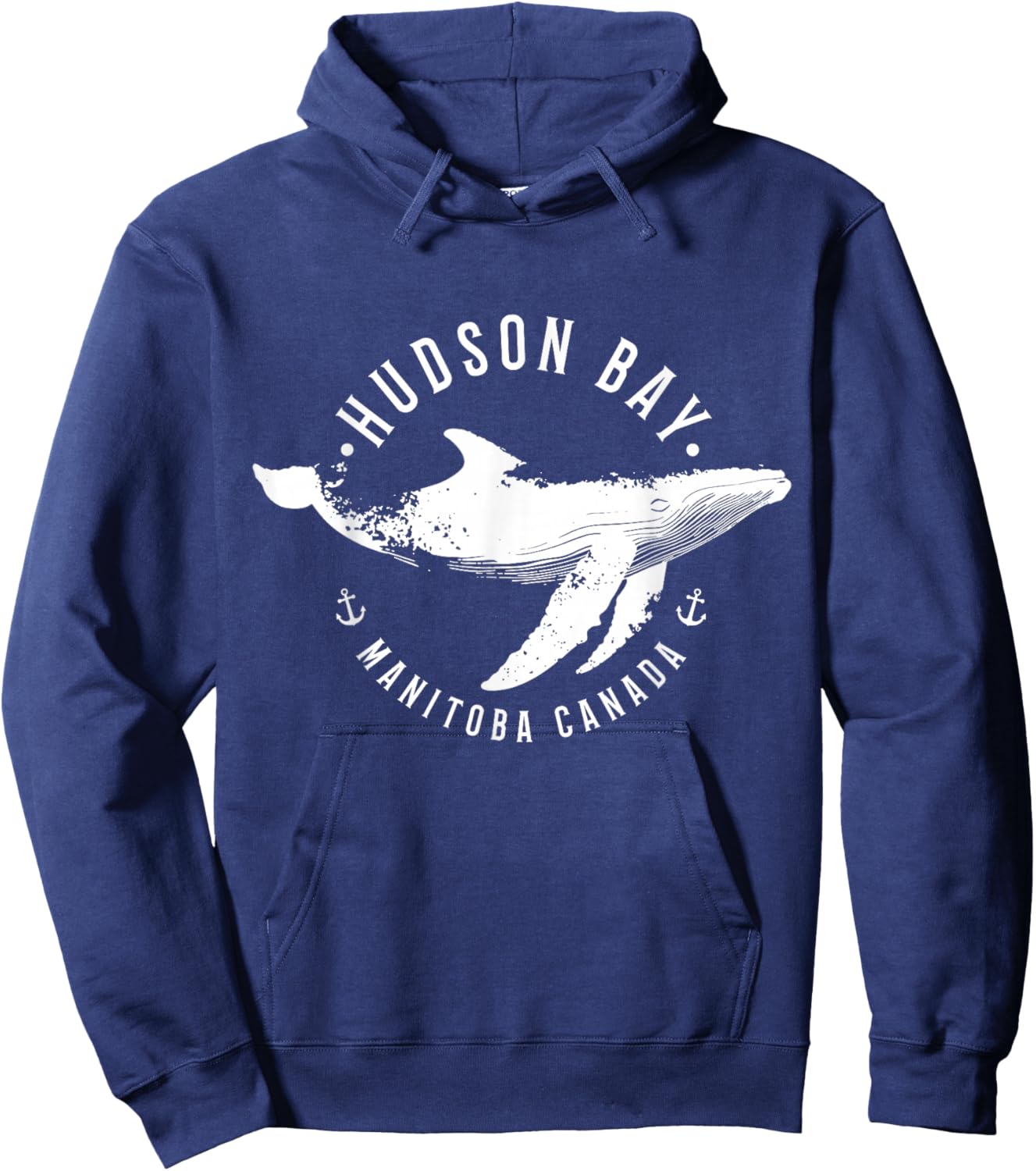 Hudson Bay Manitoba Canada Souvenir Whale Ocean Nautical Hoodie - Hoodie | Navy