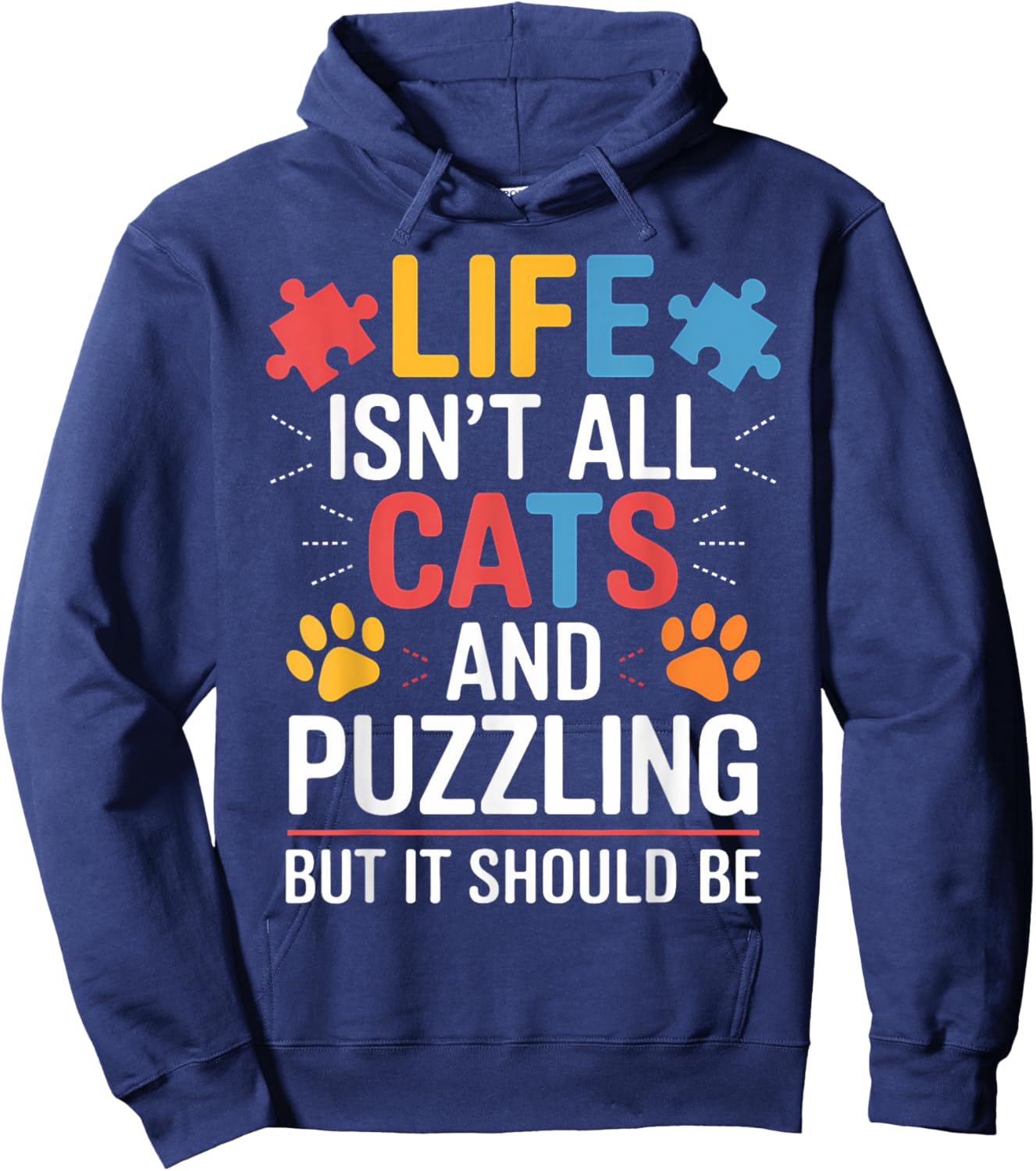 Puzzler Puzzles Cats Funny Jigsaw Puzzle Hoodie - Hoodie | Navy