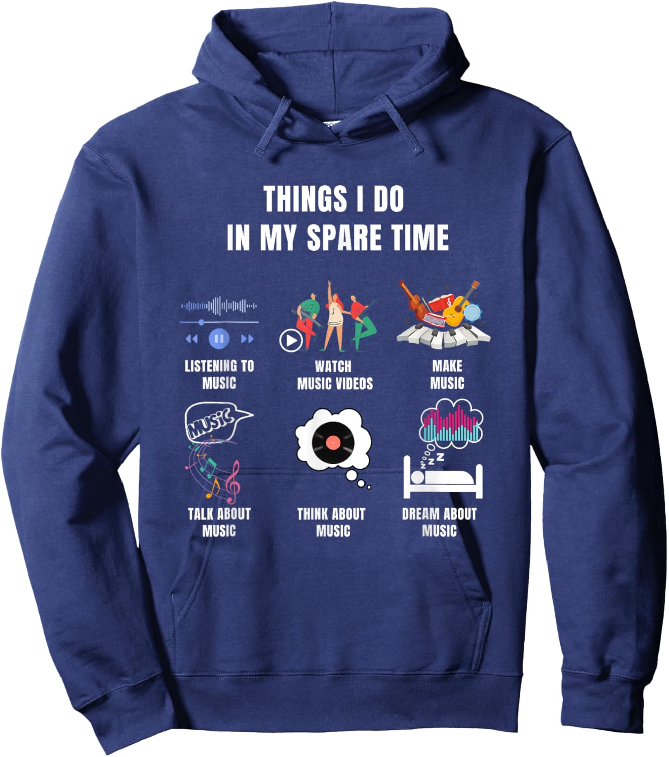 Music Lover Funny Things I Do In My Spare Time Print Hoodie - Hoodie | Navy