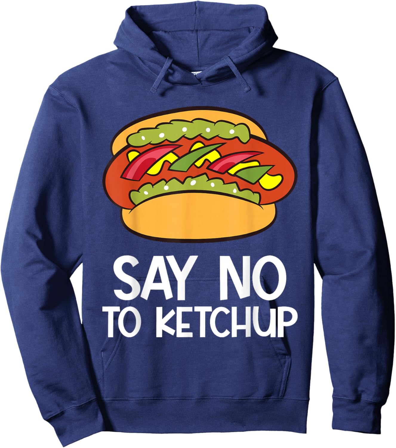 Hot Dog No Ketchup - Say No To Ketchup Funny Hotdog Hoodie - Hoodie | Navy