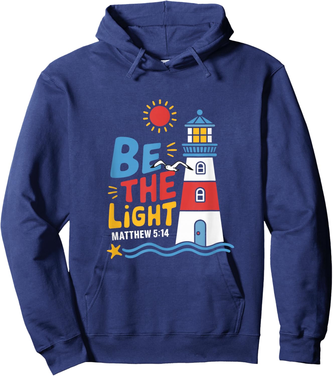 Casual Summer Lighthouse Bible verse Christian shirt Hoodie - Hoodie | Navy
