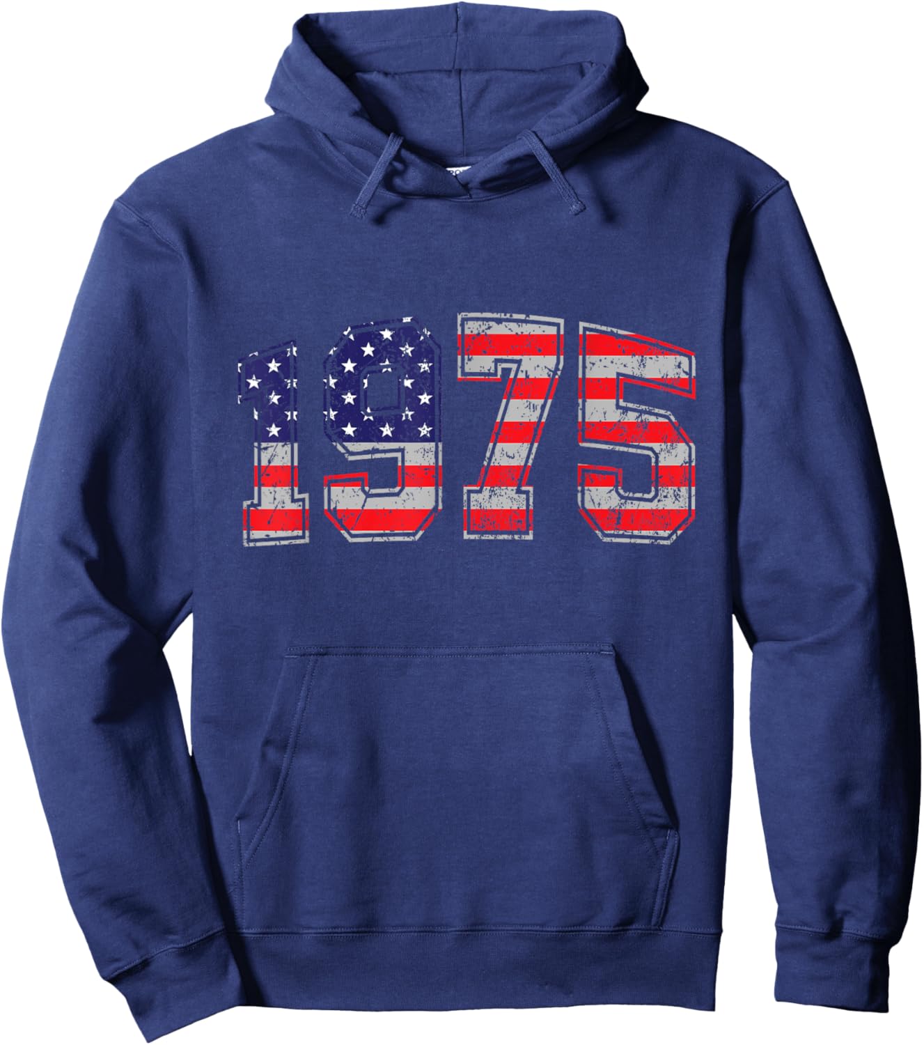 Vintage 1975 49 Years Old American Flag 4th Of July Retro Hoodie - Hoodie | Navy