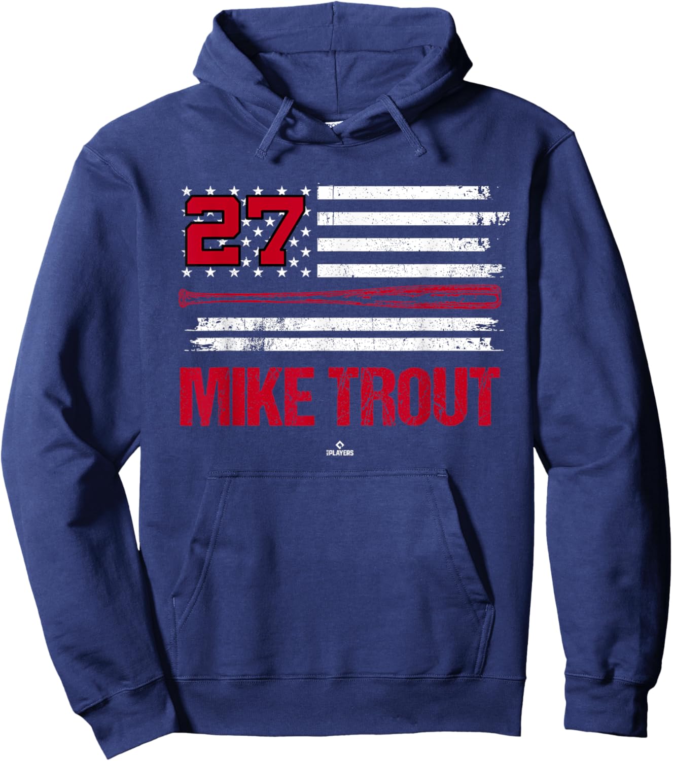 USA Flag Bat Mike Trout Los Angeles Baseball MLBPA Hoodie - Hoodie | Navy