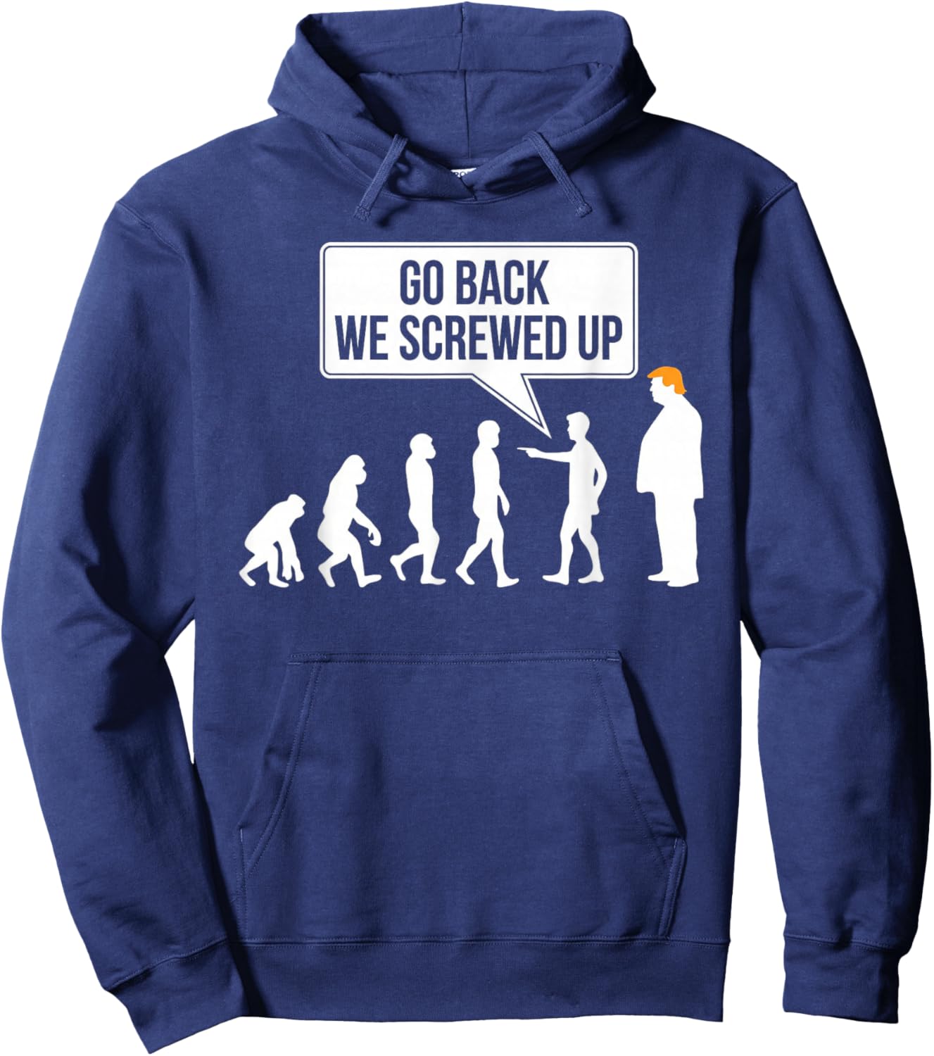 Funny Political Humor Anti-Trump Evolution Hoodie - Hoodie | Navy