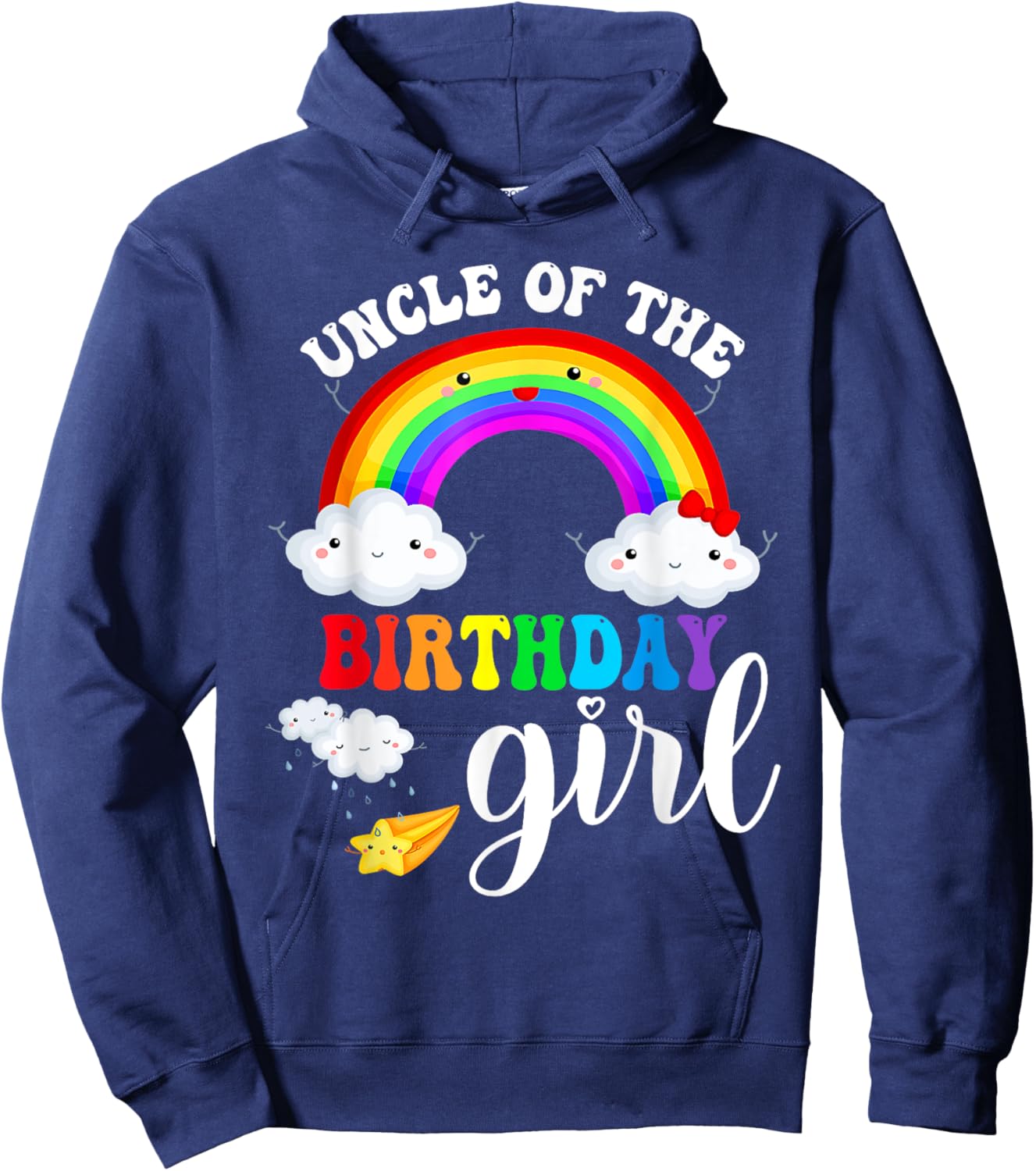 Uncle of The Birthday Girl Rainbow B-Day Matching Family Hoodie - Hoodie | Navy