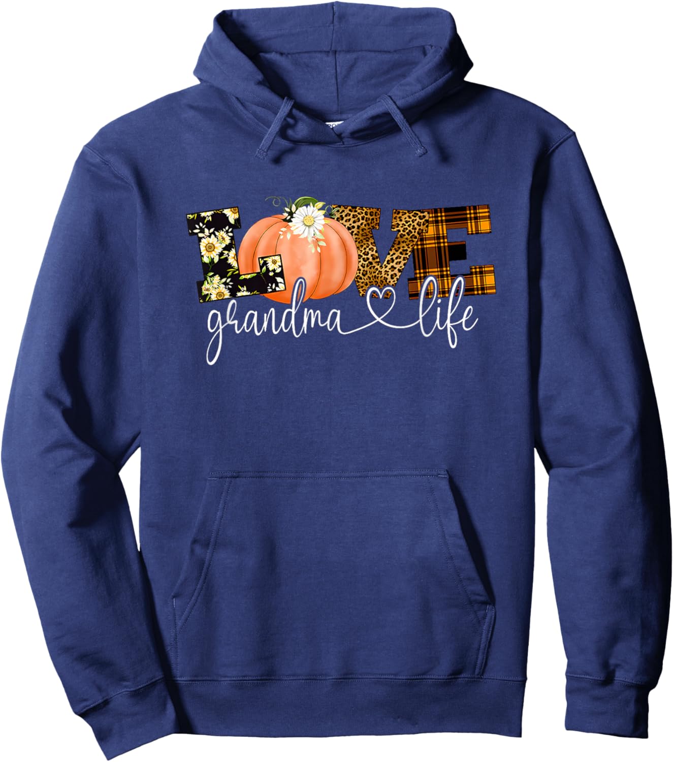 Love Grandma Life Fall Season Pumpkin Hoodie - Hoodie | Navy