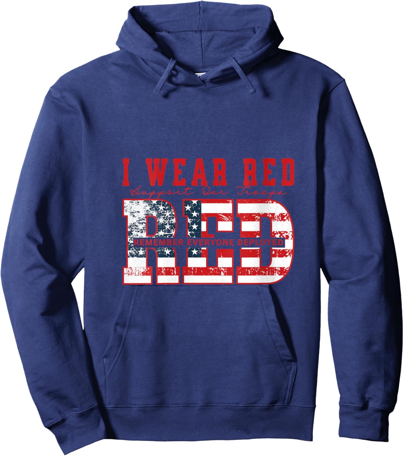 Women's We Wear Red Friday Remember Everyone Deployed Men Women Kids V-Neck Hoodie - Hoodie | Navy