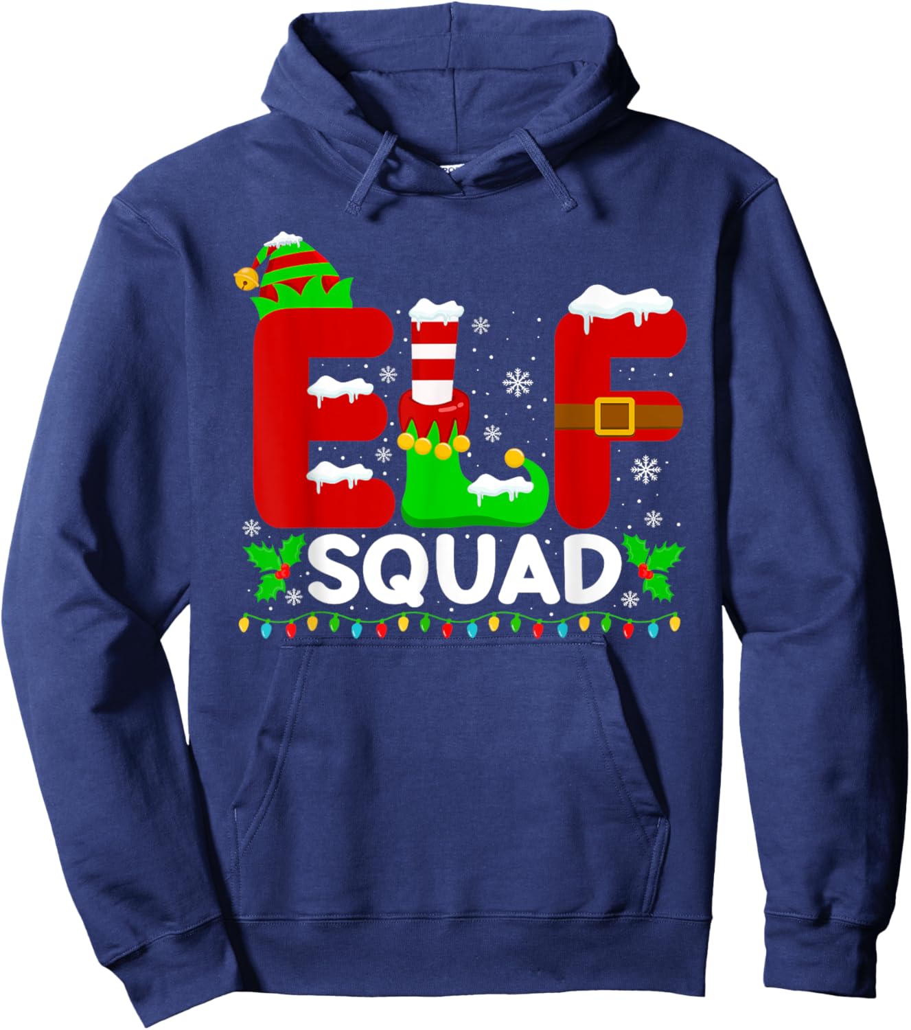 Elf Squad Family Christmas Matching Pajamas Xmas Holiday Hoodie - Hoodie | Navy