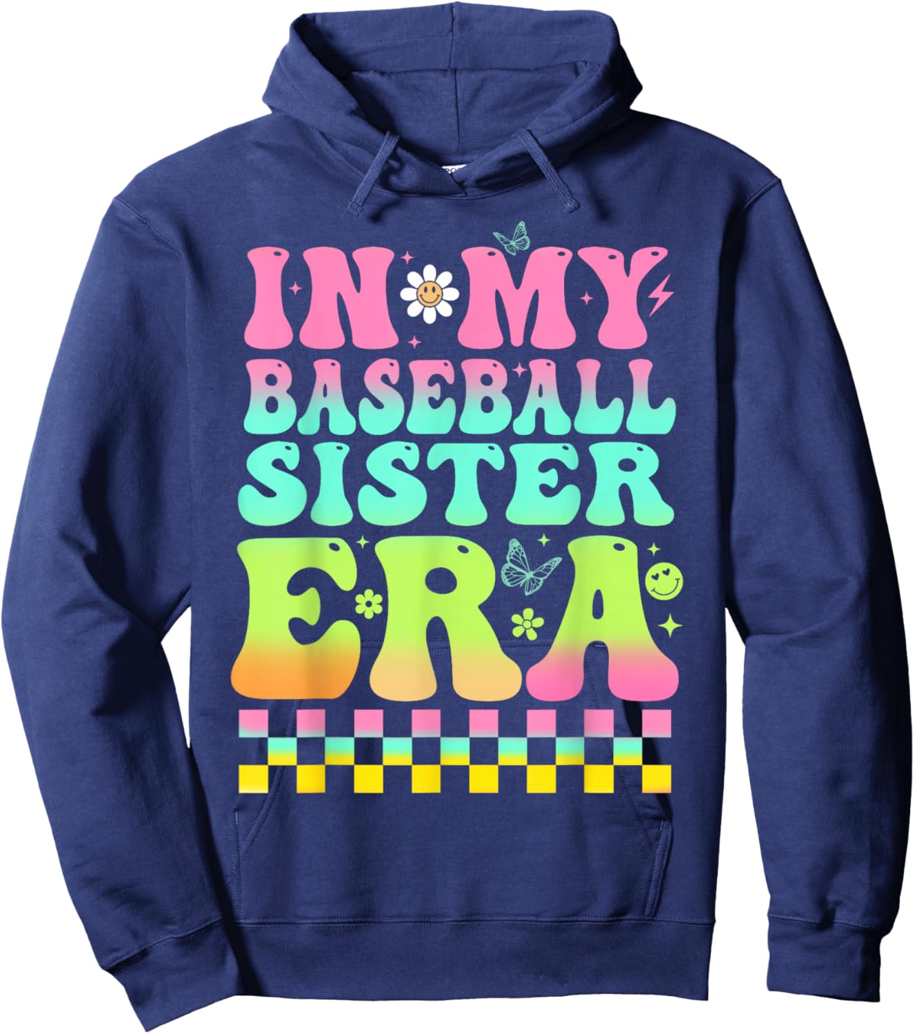 In My Baseball Sister Era Retro Baseball Sis Women Kids Girl Hoodie - Hoodie | Navy