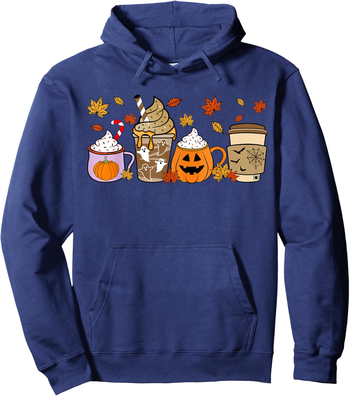 Halloween Coffee Pumpkin Latte Spice Costume Men Women Kids Hoodie - Hoodie | Navy
