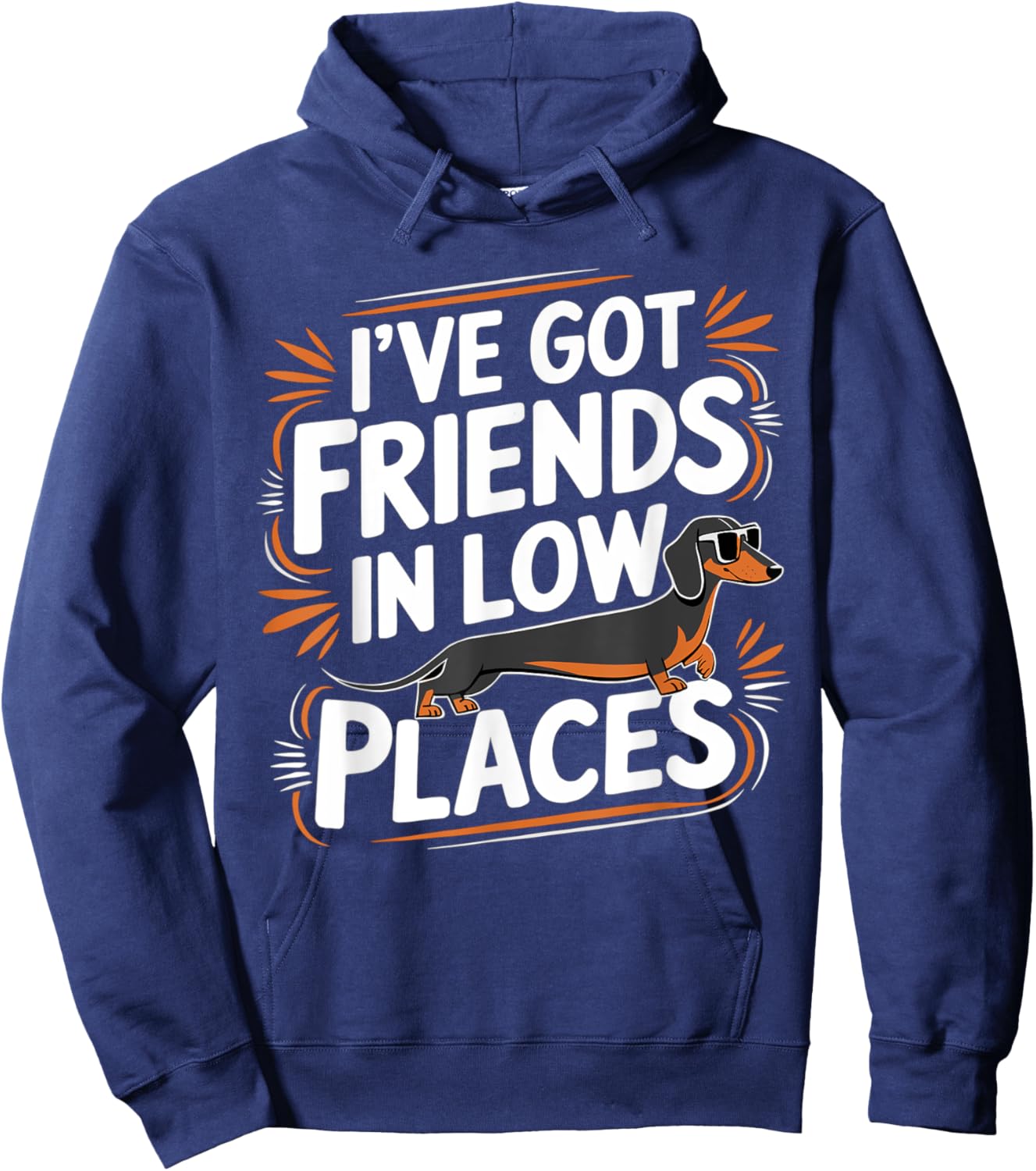 I've Got Friends In Low Places Funny Wiener Dachshund Dog Hoodie - Hoodie | Navy