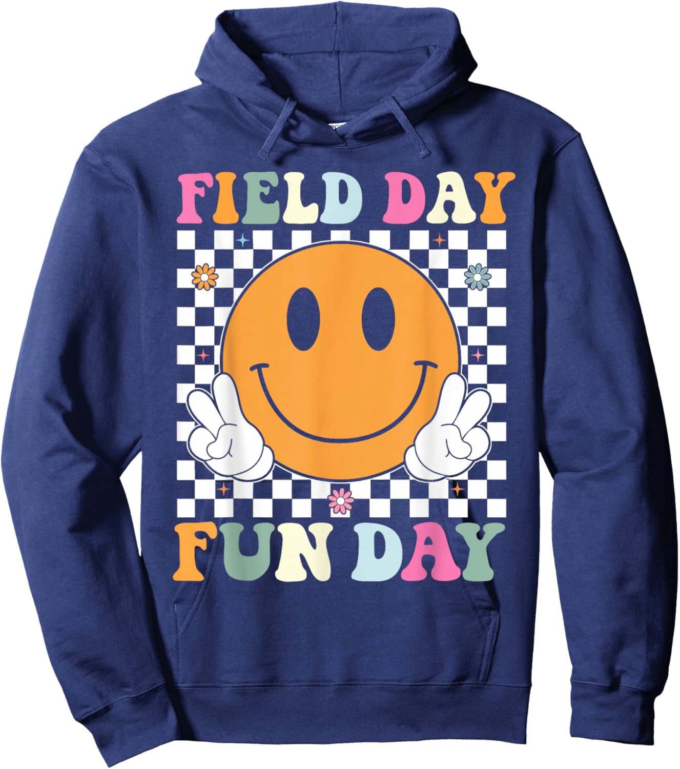 Groovy Field Day Fun Day Retro Field Day 2026 Teacher Kids Hoodie - Hoodie | Navy
