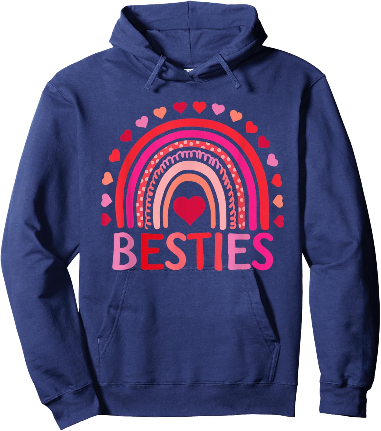 Rainbow Besties Best Friends Retro Aesthetic Vibes Hoodie - Hoodie | Navy