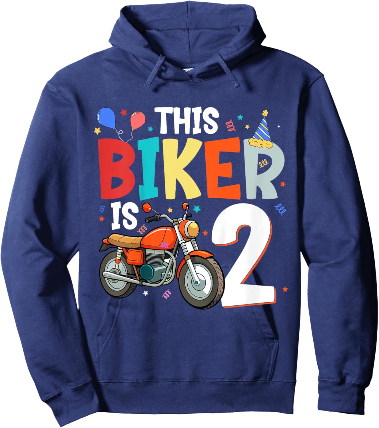 Motorcycle 2nd Birthday 2 Second Two Yr Old Biker Boys Kids Hoodie - Hoodie | Navy