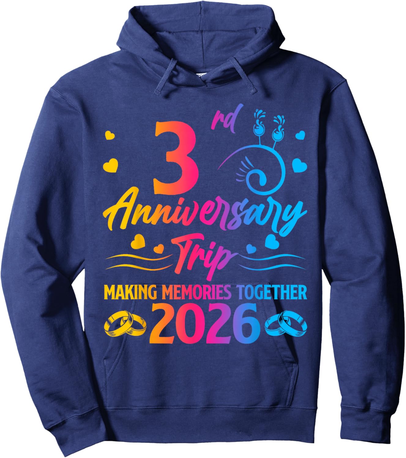 Couples 3rd Anniversary Trip 2026 Making Memories Together Hoodie - Hoodie | Navy