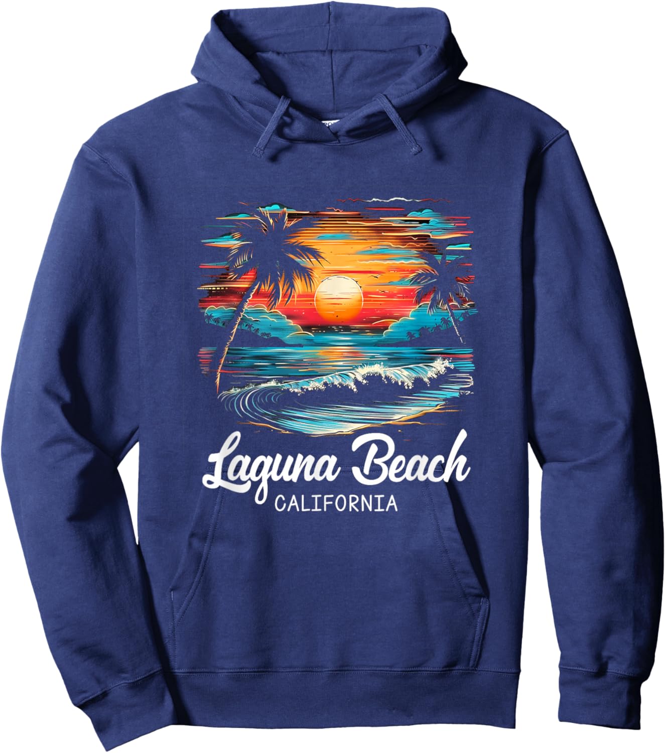 Family Vacation Retro Sunset California Laguna Beach Hoodie - Hoodie | Navy