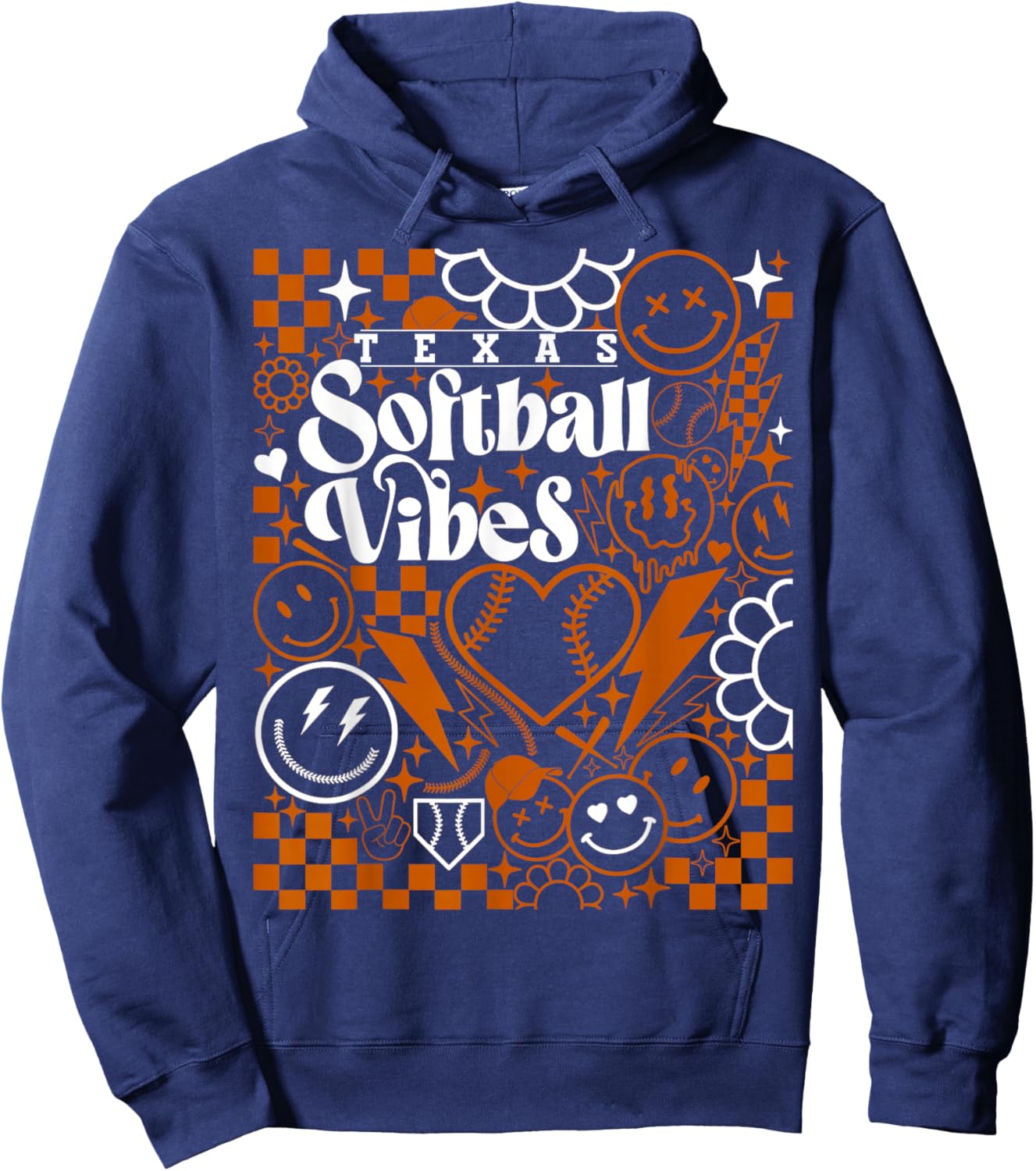 Texas Softball Vintage Kids Team Retro Softball Fan Hoodie - Hoodie | Navy