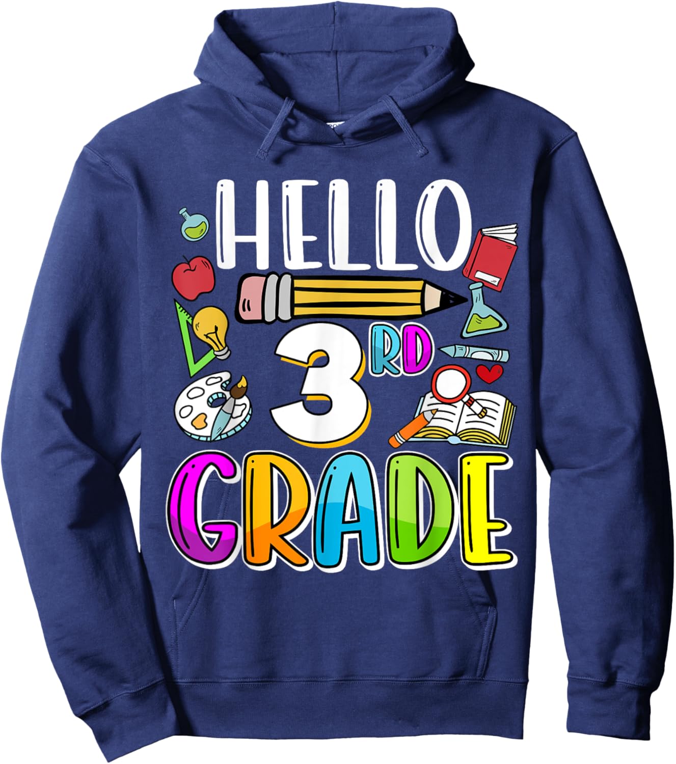 Hello 3rd Grade Back To School Teacher Student Kids Hoodie - Hoodie | Navy