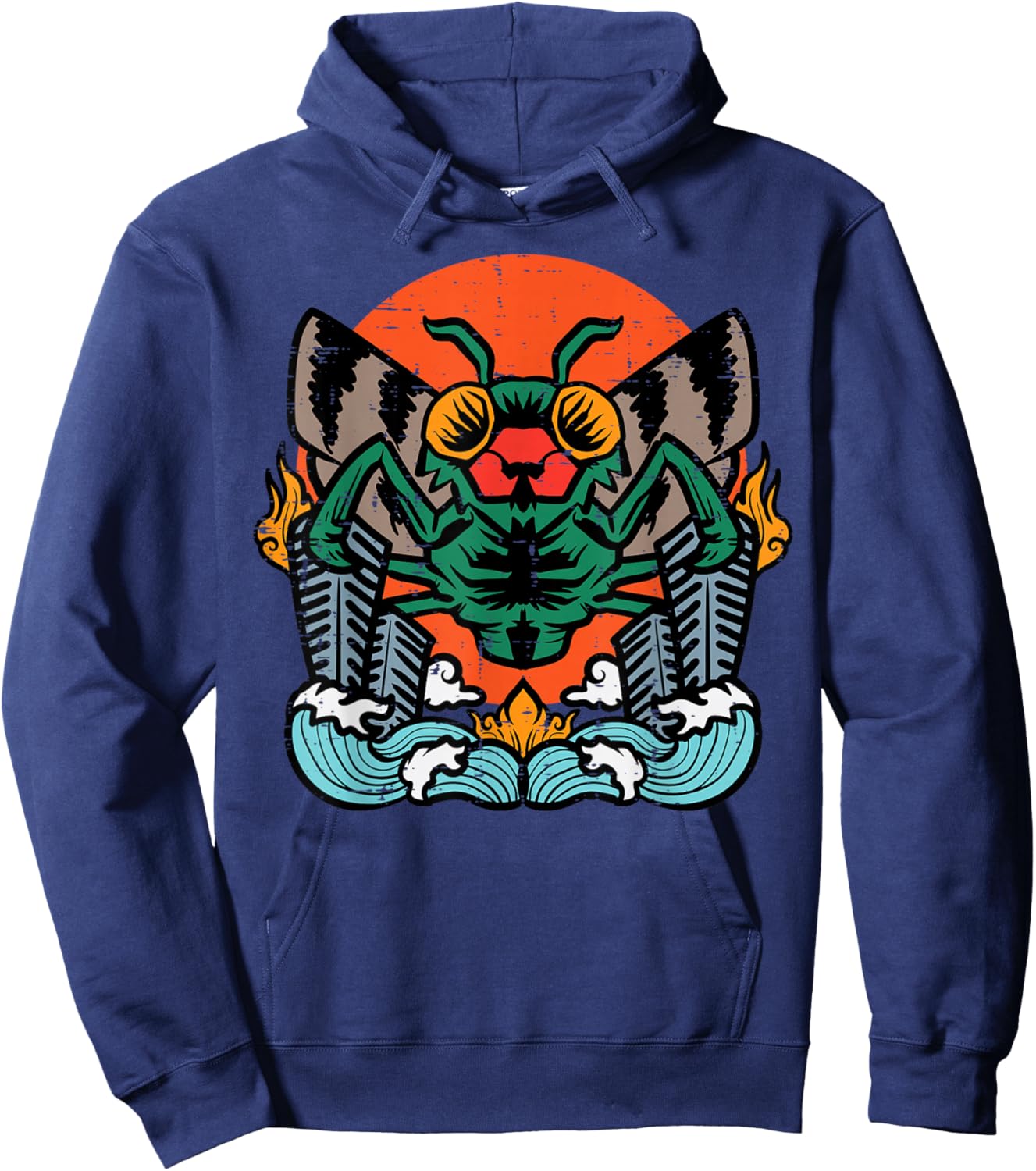 Giant Moth Monster Sunset Vintage Japanese Men Women Kids Hoodie - Hoodie | Navy