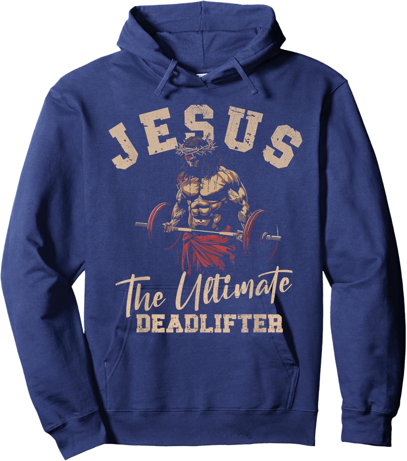 Fitness Funny Vintage Jesus The Ultimate Deadlifter Hoodie - Hoodie | Navy