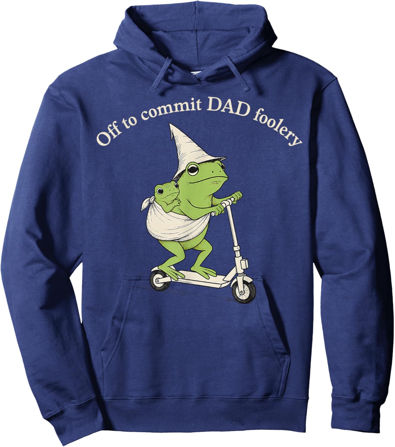 Dad Frog Off to Commit Dad Foolery Funny Father's Day Dada Hoodie - Hoodie | Navy