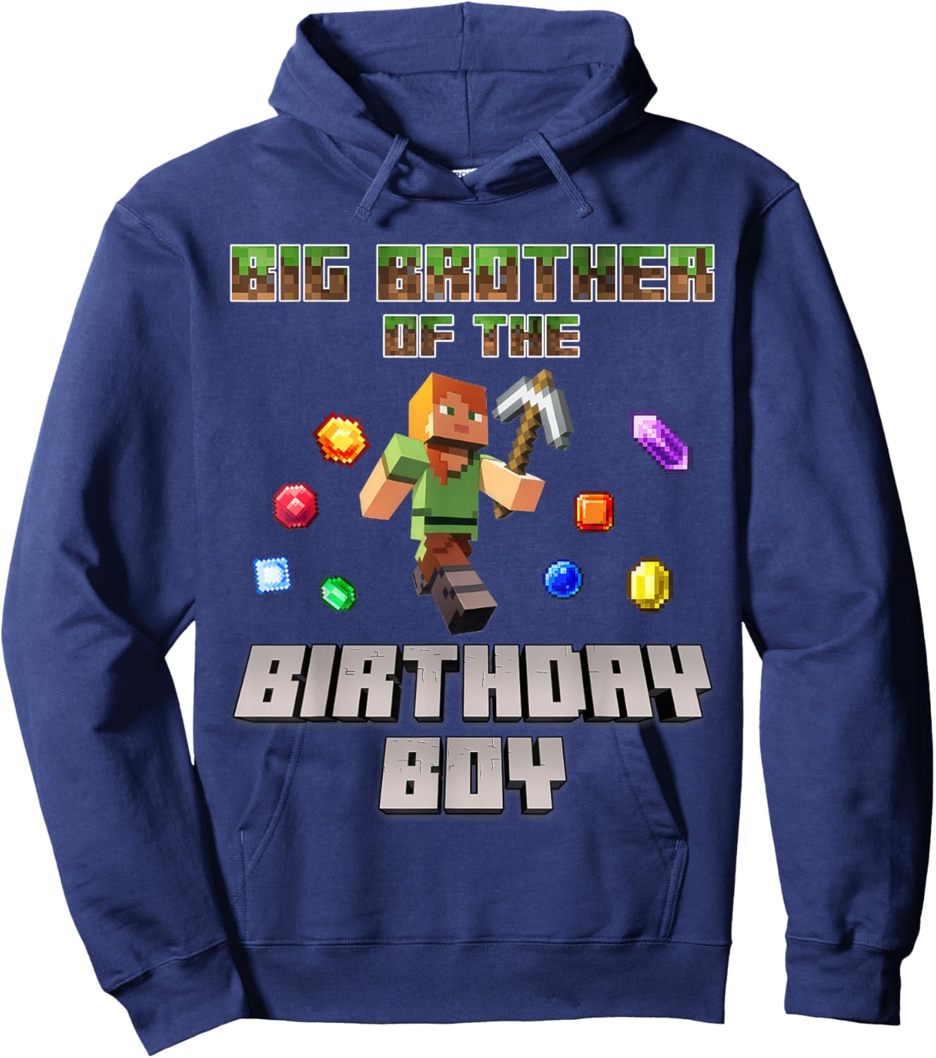 Big Brother Of The Birthday Boy Video Gamer Pixel Number Hoodie - Hoodie | Navy