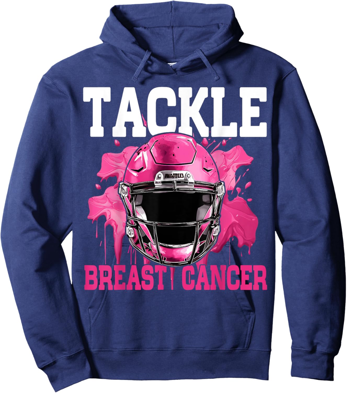 Tackle Football Breast Cancer Awareness Pink Ribbon Boys Kid Hoodie - Hoodie | Navy
