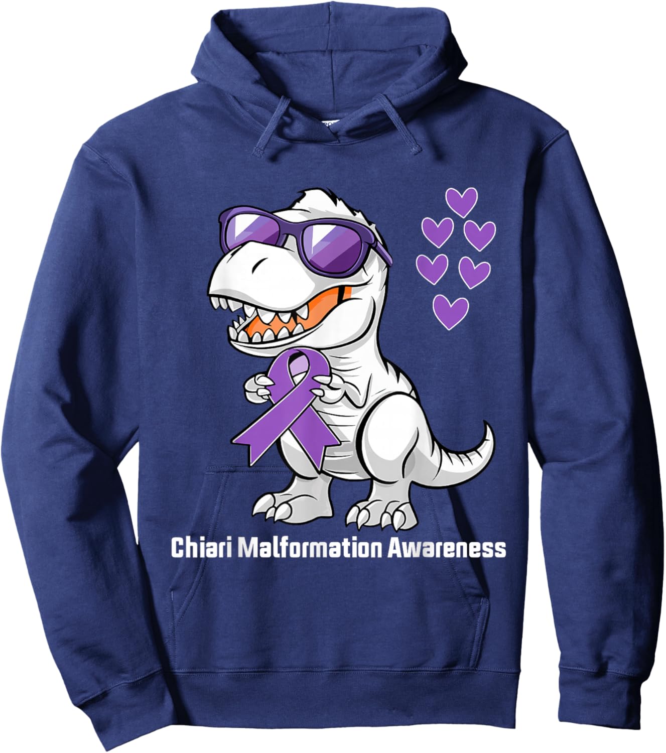 T-rex Dinosaur Chiari Malformation Awareness Dino Toddlers Hoodie - Hoodie | Navy