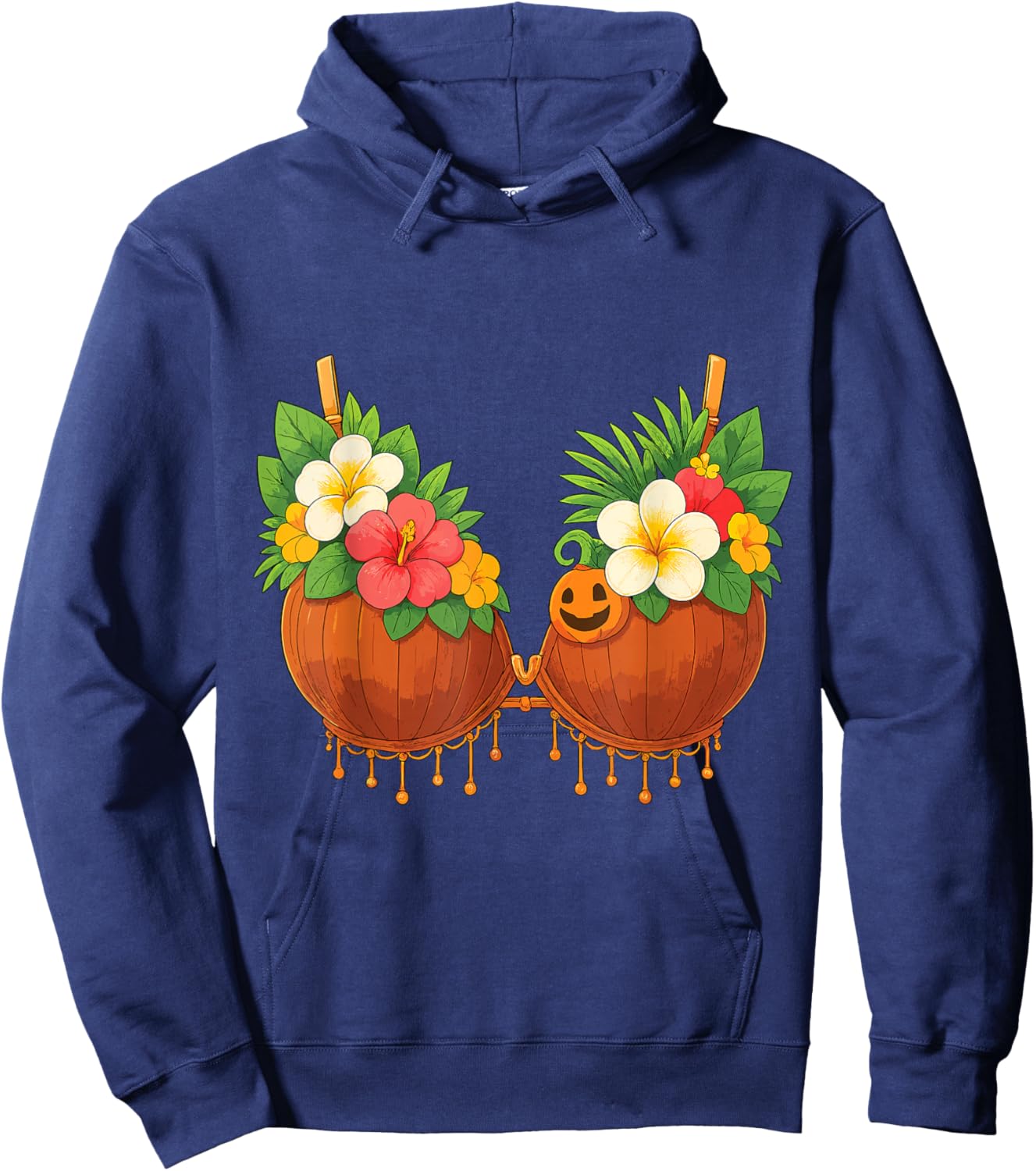 Coconut Bra DIY Hawaiian Costume Funny Summer Shirt Hoodie - Hoodie | Navy