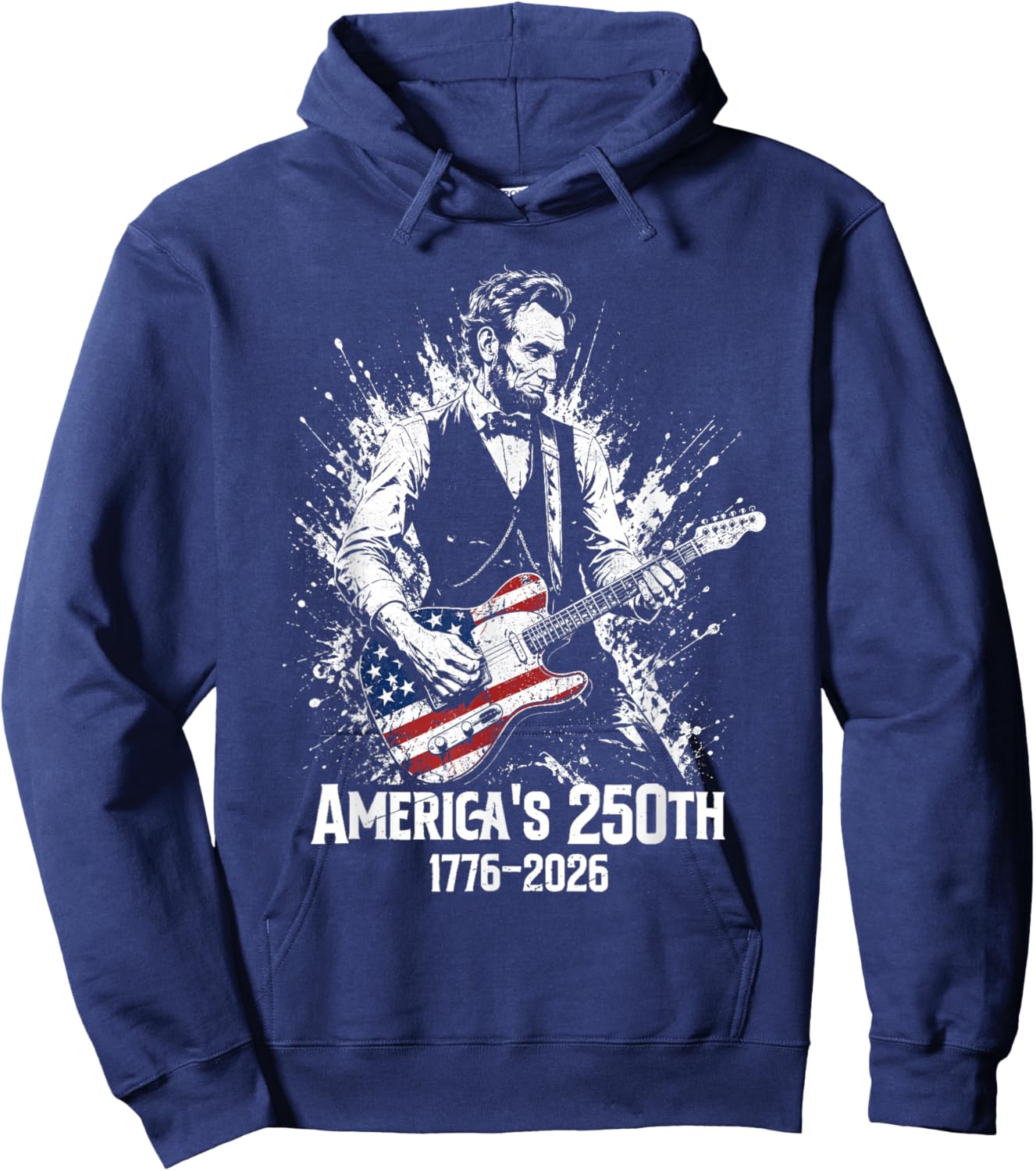 Abraham Lincoln Playing Guitar 250th Anniversary USA America Hoodie - Hoodie | Navy
