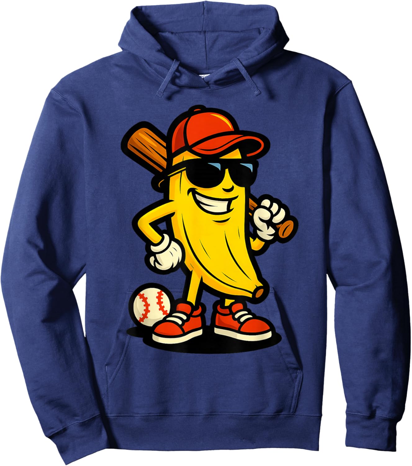 Cool Banana Baseball Cartoon Funny Sports Design Hoodie - Hoodie | Navy