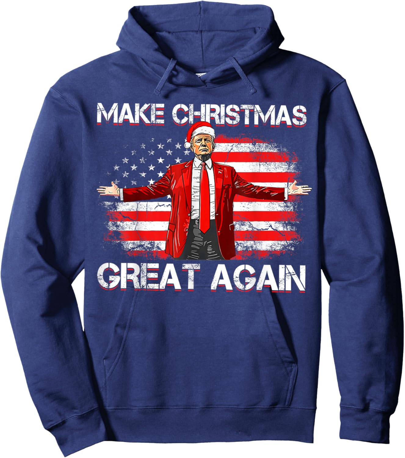 Make Christmas Great Again Santa Funny Trump Xmas Pajamas Hoodie - Hoodie | Navy