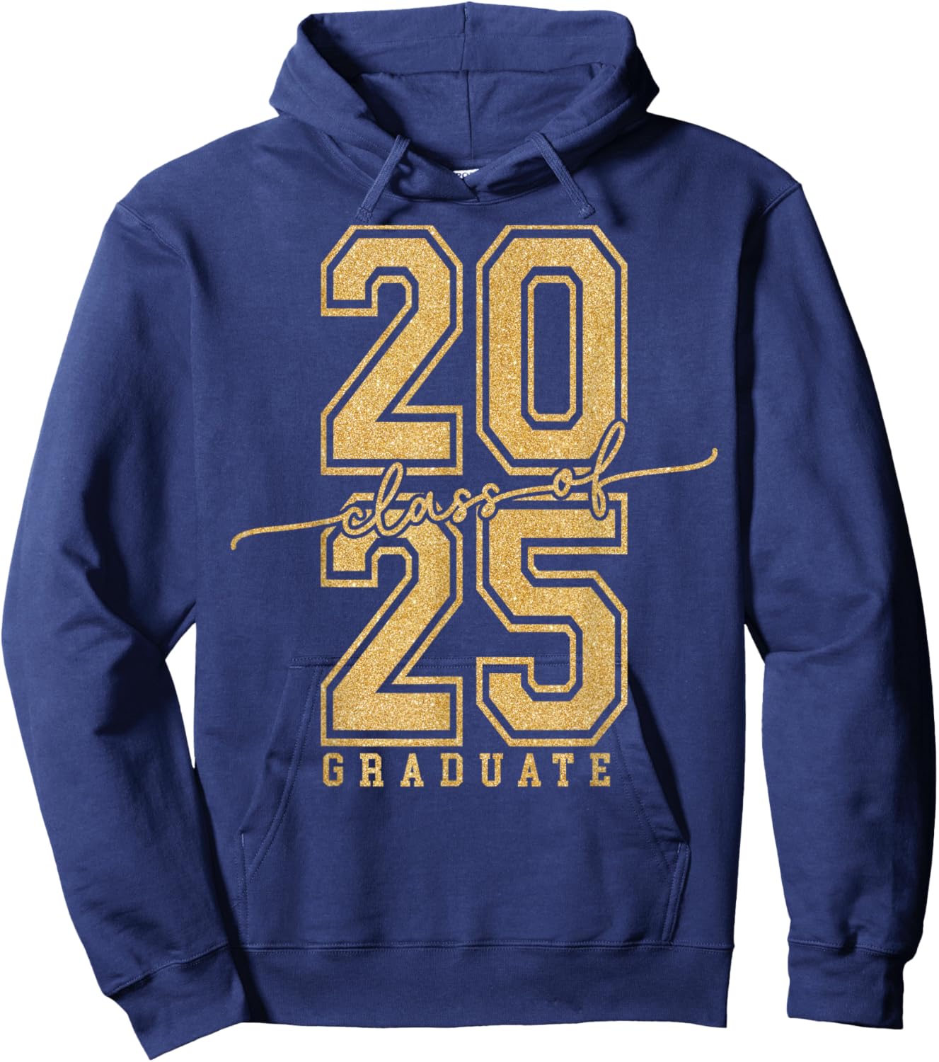Senior 2025 Class of 2025 Graduation Gold Black Senior Hoodie - Hoodie | Navy