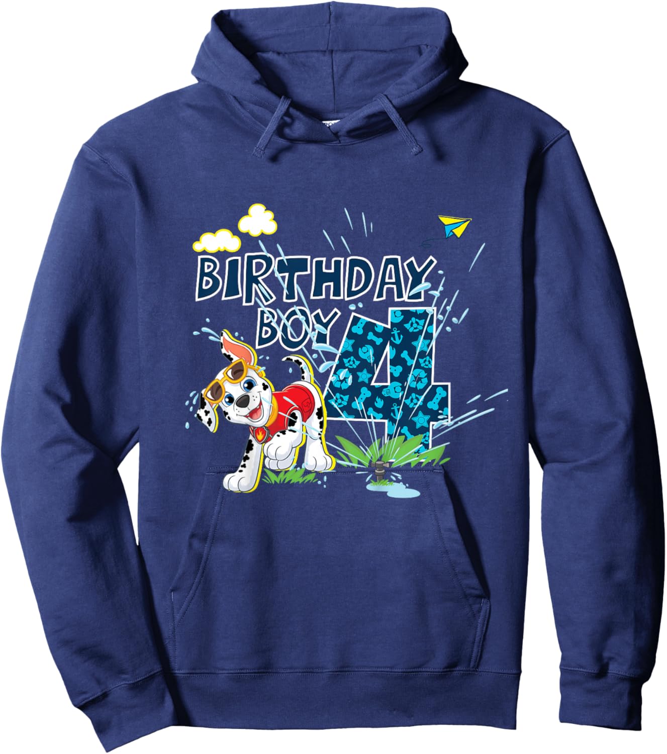 Official Paw Patrol Marshall Jumping Birthday Boy Age 4 Hoodie - Hoodie | Navy