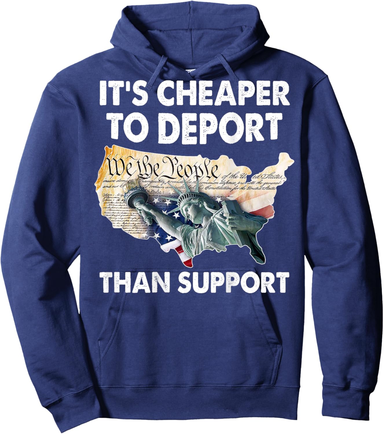 It's Cheaper To Deport Than Support (on back) Hoodie - Hoodie | Navy