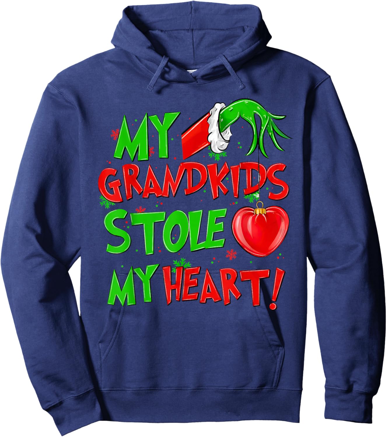 My Grandkids Stole My Heart Christmas Xmas Pajamas Family Hoodie - Hoodie | Navy