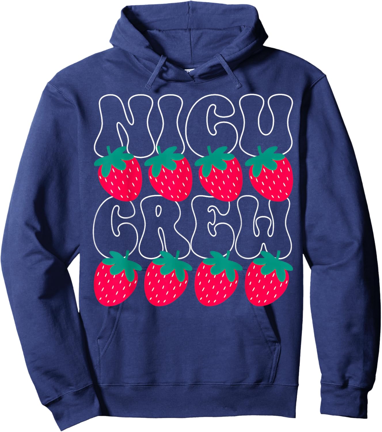 NICU Crew Strawberry Neonatal Intensive Care Nurse Summer Hoodie - Hoodie | Navy