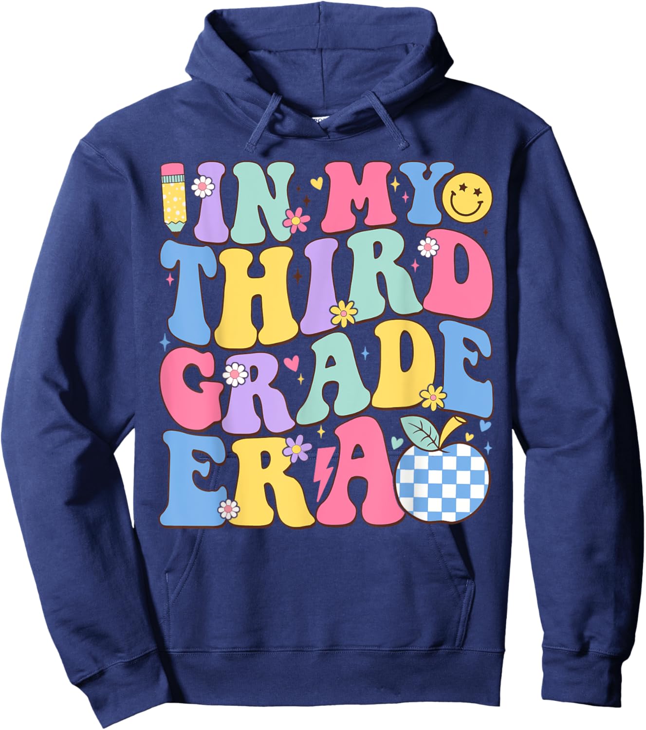In My Third Grade Era Groovy Back To School Teachers Kids Hoodie - Hoodie | Navy