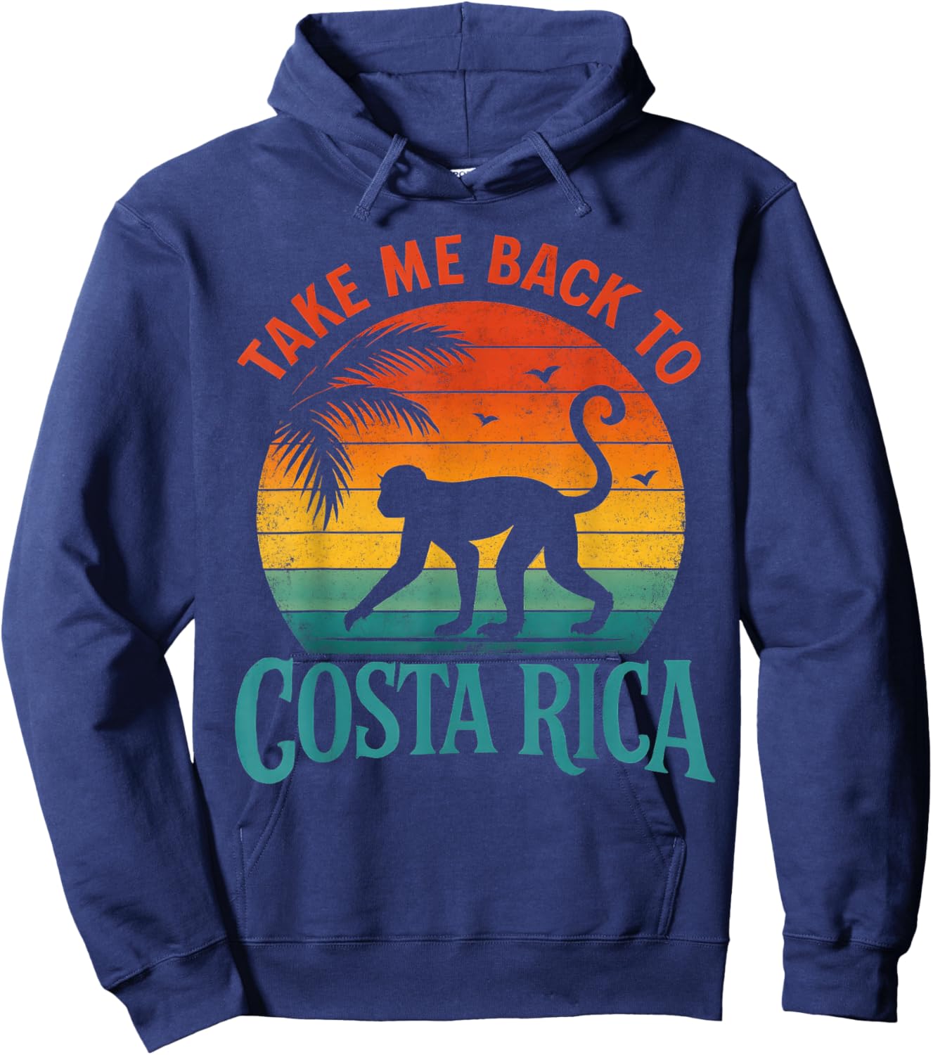Take Me Back to Costa Rica Monkey Sunset Hoodie - Hoodie | Navy