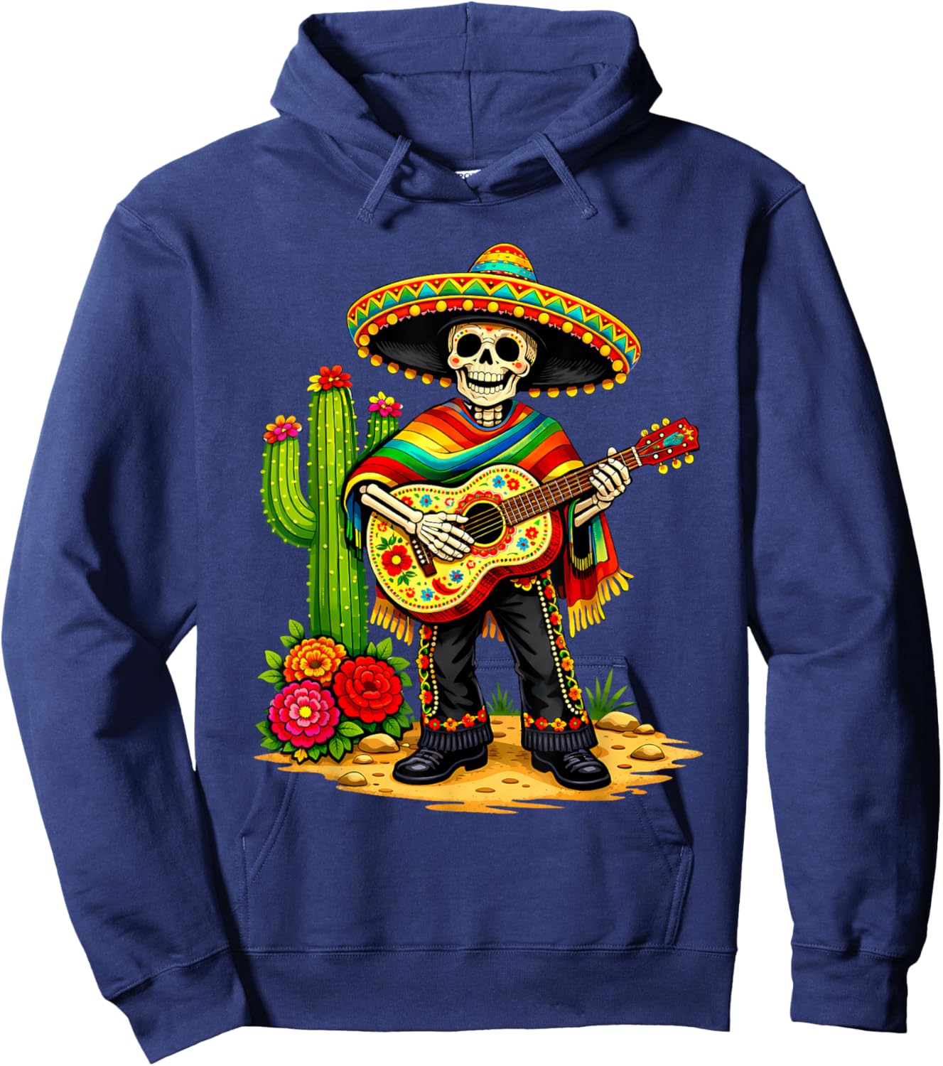 Skeleton Guitar Mexican Fiesta Sombreros 5 Cinco De Mayo Men Hoodie - Hoodie | Navy